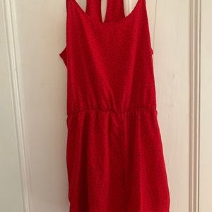 Red romper with black spackles